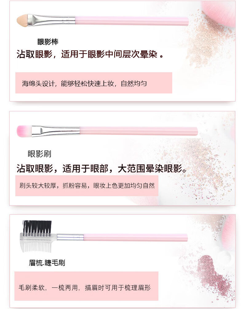JEAN MISS【配5只套刷+眼线笔】沙漠玫瑰眼影盘套装多色化妆品腮红彩妆全套 18色眼影盘配5件套刷子+眼线笔