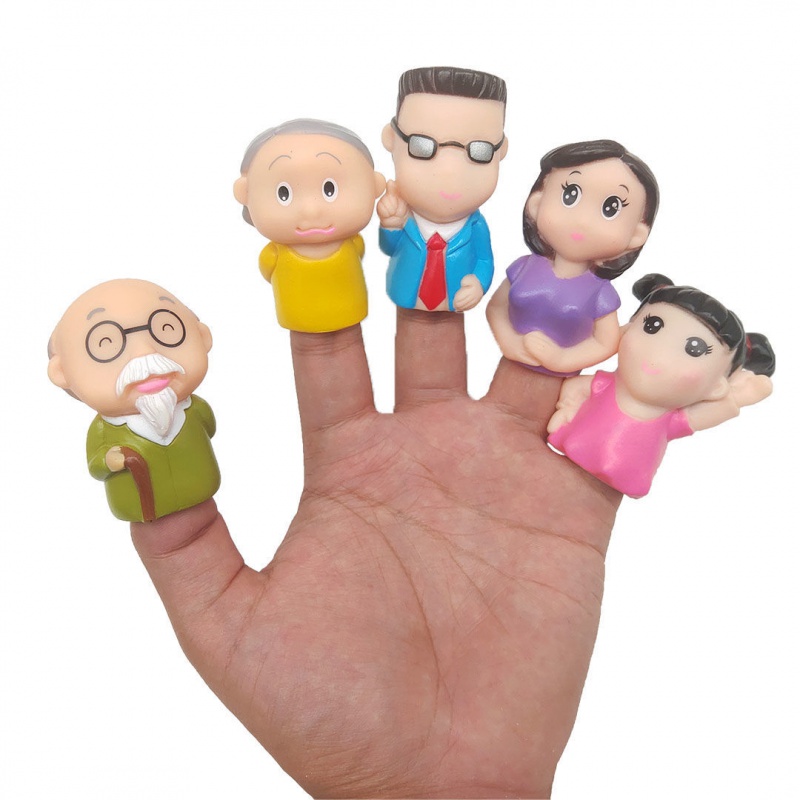 定制手指偶玩偶一家人指偶套动物人物宝宝早教幼儿园手偶教具婴儿玩具