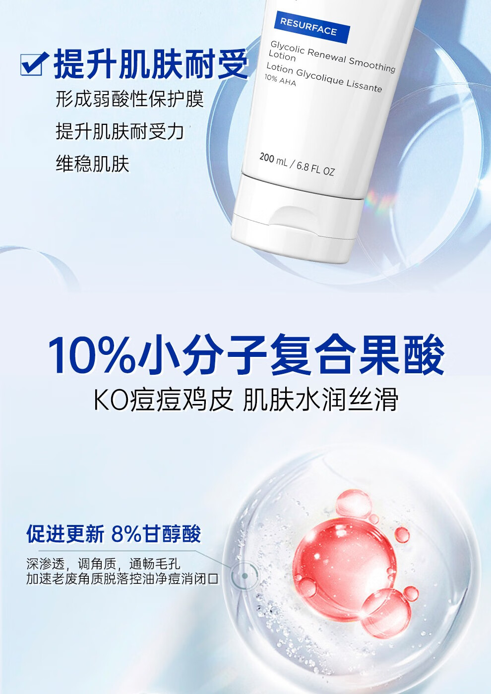 芯丝翠（Neostrata）AHA果酸身体乳倍舒润肤乳 痘痘肌鸡皮肌肤男女可用【女神节礼物】 【抑痘焕肤】润肤乳 200ml