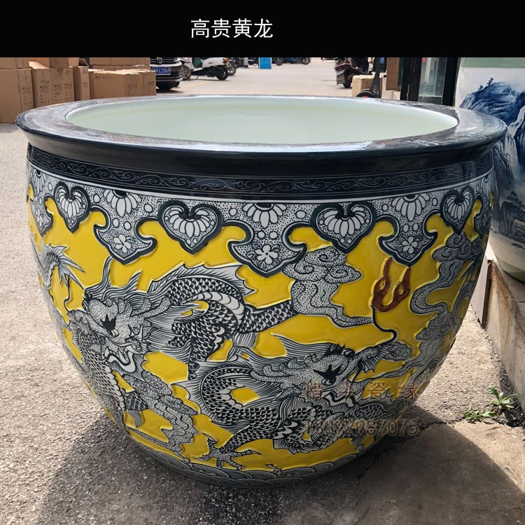 龙缸大花盆特大陶瓷鱼缸大号睡莲荷花缸庭院大型室外大水缸种树缸松鹤