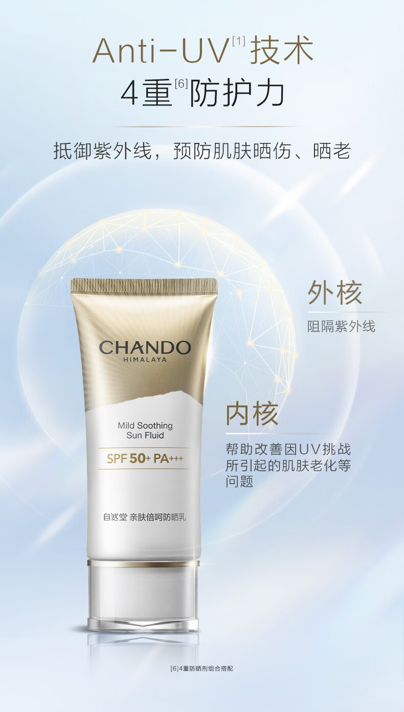 自然堂防晒霜小金伞 高倍隔离妆前防晒乳50+亲肤水润持久防水防汗防光老 亲肤倍呵防晒乳（到手80ml）