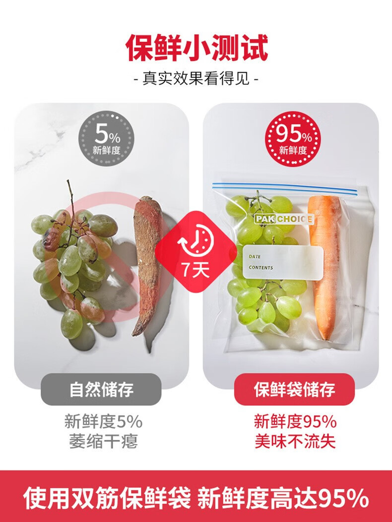 话语 双筋密实袋保鲜袋自封加厚家用收纳冷冻专用分装密封保鲜袋 小号30个+中号20个