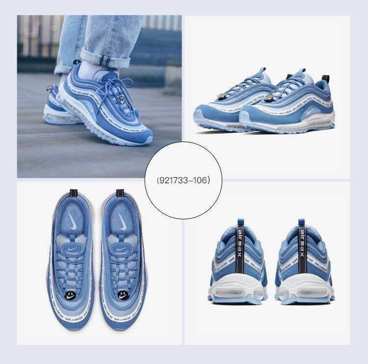 airmax97银男鞋女鞋黑白渐变万花筒笑脸联名女跑步鞋运动鞋笑脸蓝联名