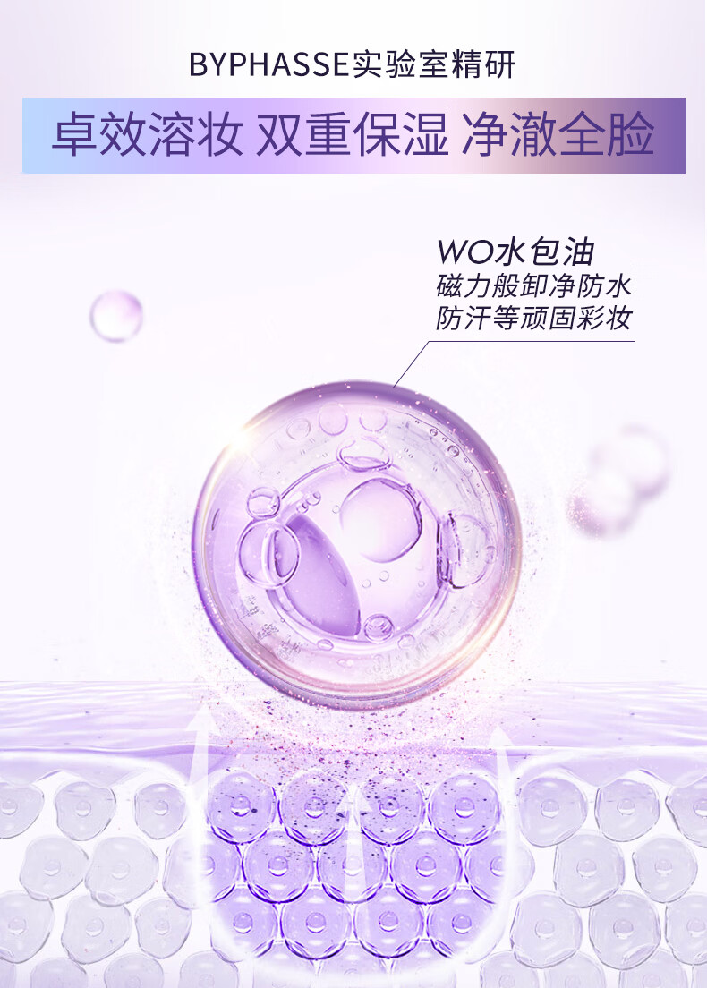 蓓昂斯（BYPHASSE）净颜卸妆水温和眼唇卸妆油液深层清洁温和敏感肌适用 彩妆水油分离卸妆液 500ml