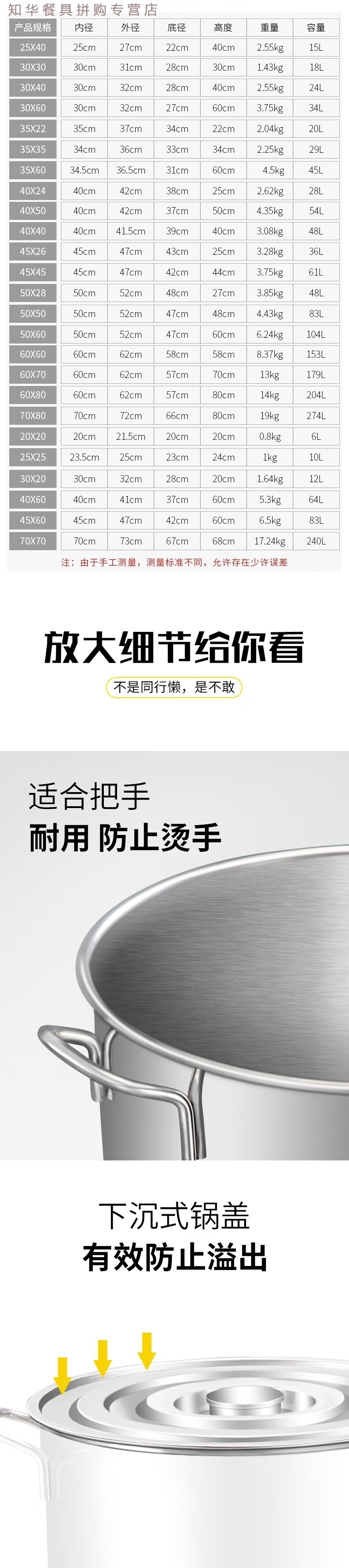 厨房煮汤铁桶不锈钢桶带盖商用汤桶加厚家用卤水桶油桶大容量锅 直径