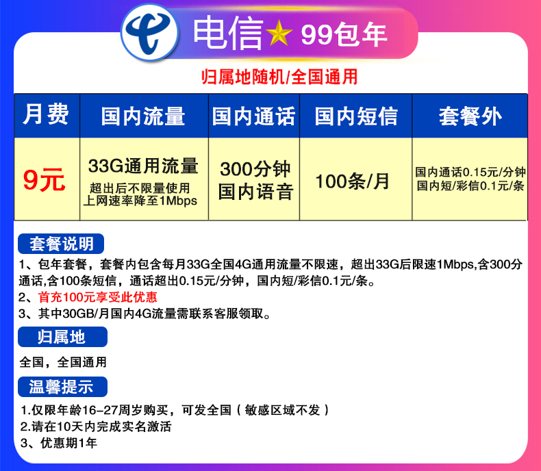 品牌: 中国电信 商品名称:中国电信 移动手机卡联通流量卡不限速电话