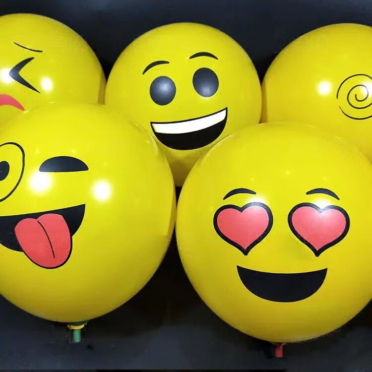 加厚表情气球批发微商多款地推可爱扫码儿童小礼品气球搞怪黄色表情包