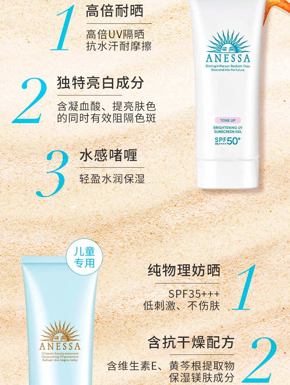 安热沙（Anessa）小金瓶防晒霜SPF50+ 男女通用防水养肤隔离安耐晒防晒霜 【囤货！】小金瓶90ml【双瓶装】