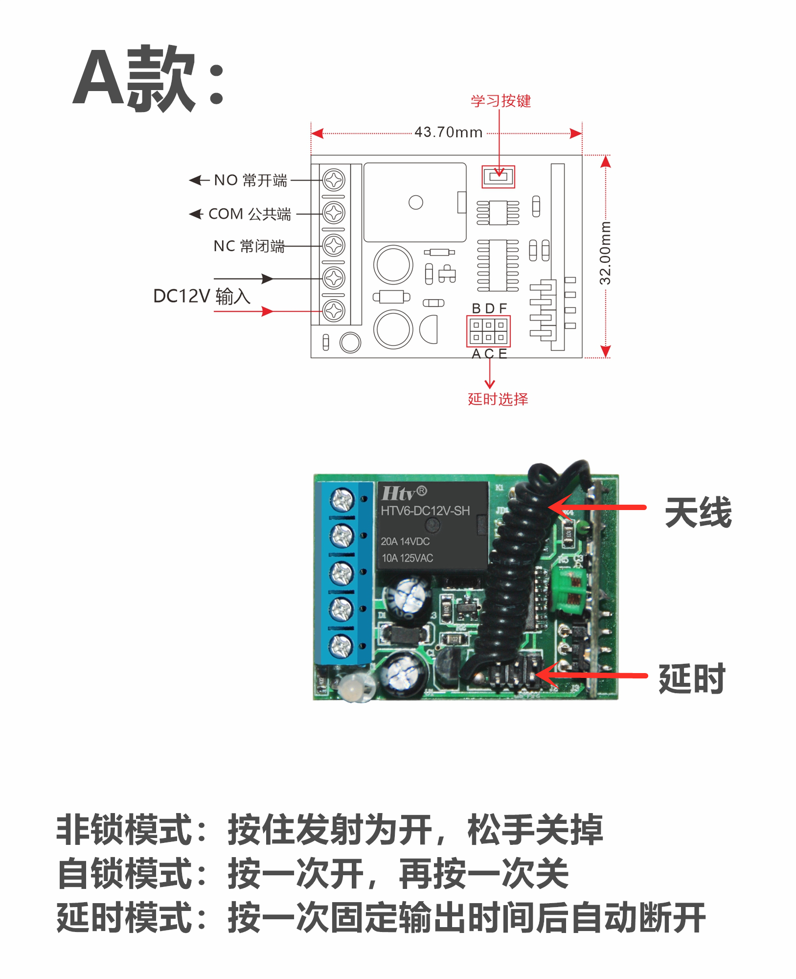 86门禁开关面板随意贴出门按钮薄明装自动门无线遥控触摸开关12v 绿色