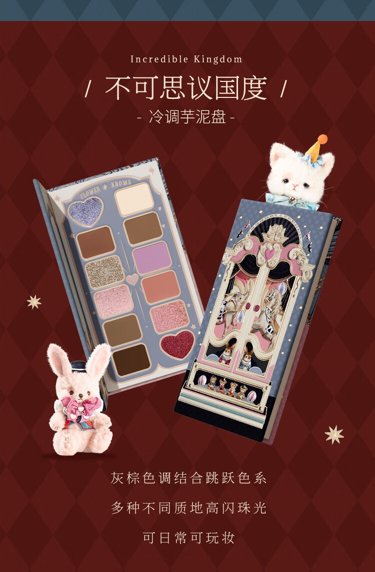 花知晓 马戏团十二色眼影珠光哑光易晕染变色龙眼影盘 01华丽绽放冒险