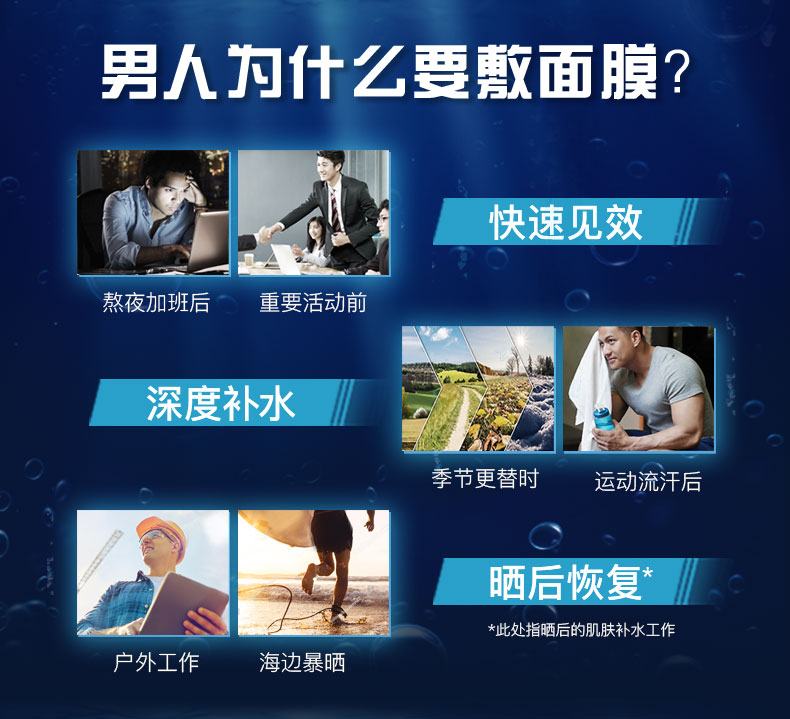 妮维雅（NIVEA） 男士面膜水活玻尿酸精华面膜 水活玻尿酸精华面膜110g (5片)