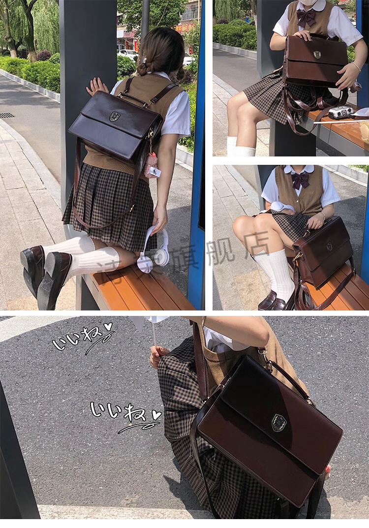 jk书包害羞熊脑壳痛原创春日奈良日系jk制服包斜跨手提dk学院校供双肩