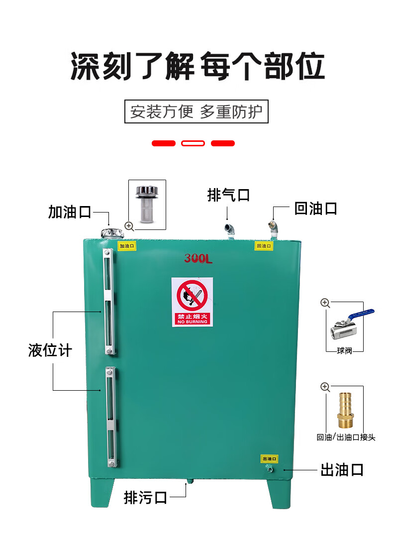 柴油发电机组油箱分体可视储油桶油罐1002003005008001000l升方形100l