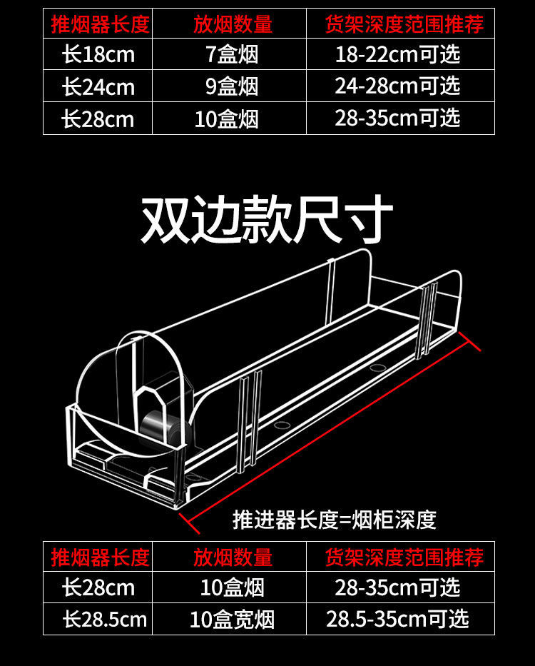 超市自动推烟器单边中支弹烟器宽烟推进器便利店送烟器整箱批发标准