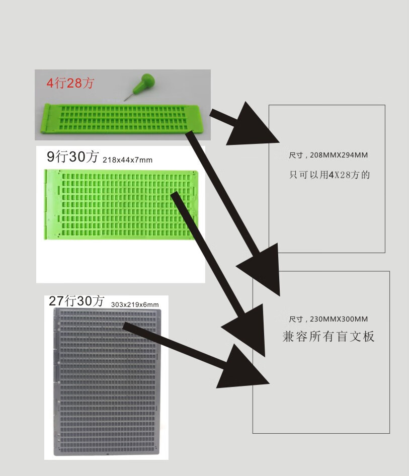 盲文纸20张盲文练习纸 盲文纸武汉盲童学校同款4行28方规格大尺寸