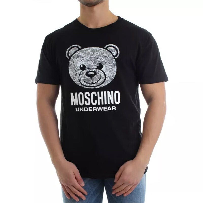 moschino/莫斯奇诺男装 2020年新款男士棉质小熊印花短袖t恤衫 黑色a