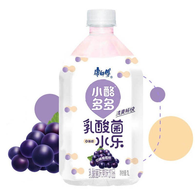 康师傅 小酪多多新品巨峰葡萄味乳酸菌水乐饮品风味酸奶味饮料1l*瓶装