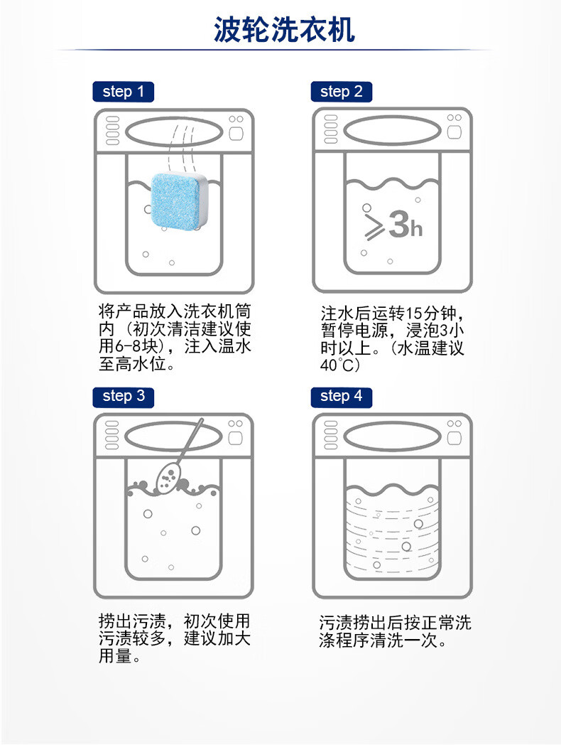 Jepoo洗衣机槽清洗剂泡腾清洁片除腾片块味泡污渍12粒1盒共菌除霉除味泡腾片块去污渍神器 1盒共12粒详情图片14