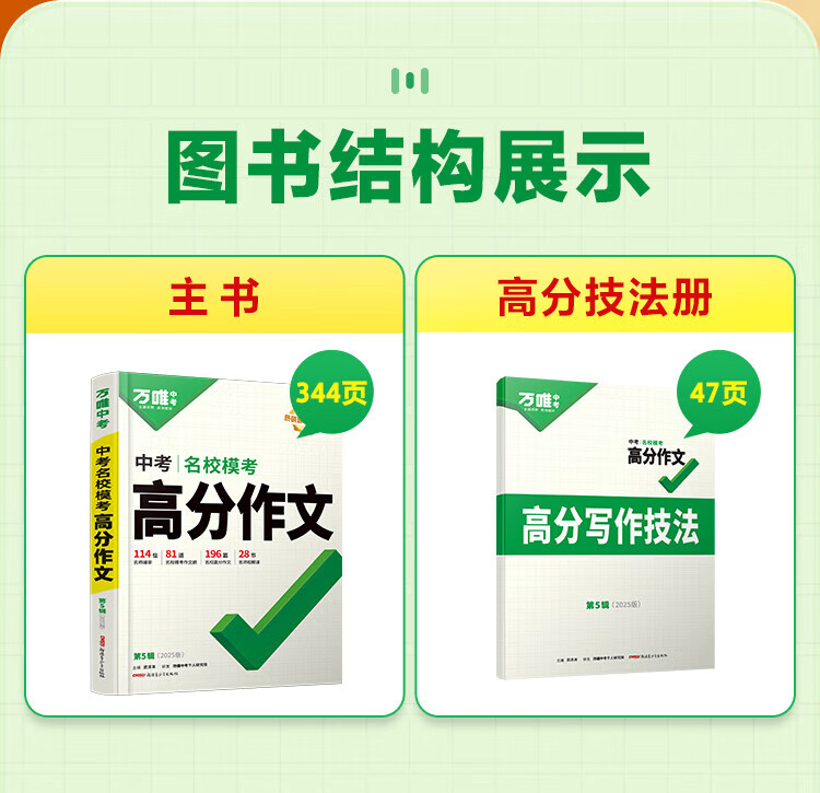 万唯中考满分高分作文2025初中第五中考文书大全训练专项5辑素材范文大全名校模考七八九年级通用优秀作文专项训练初一二三高分作文书大全万维中考作文书中考模板详情图片6