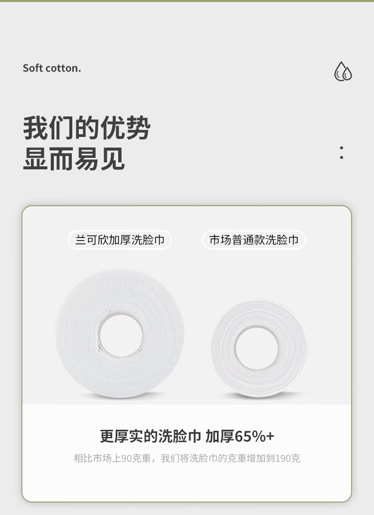 兰可欣一次性洗脸巾加厚加大擦脸巾卸妆洗面巾洁面巾干湿两用绵柔巾 加大加厚 买1贈4【共五包】