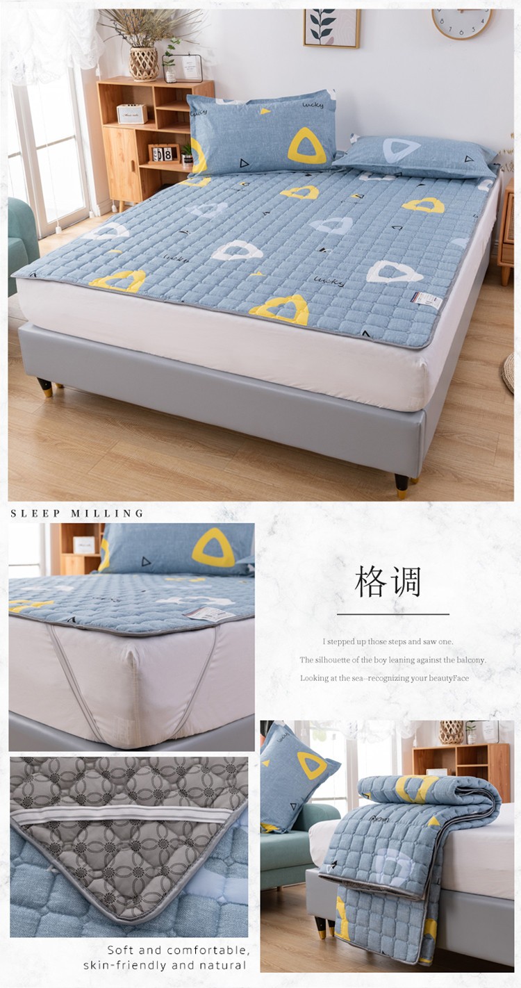 怡莉秀YILIXIU  床垫床褥家纺 四季可用双人轻薄床垫保护垫子 可折叠床褥子 月色 90*200cm