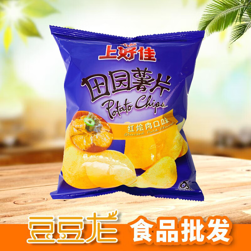 上好佳薯片烤肉番茄甜辣味原味80克12袋箱经典原味80克12袋