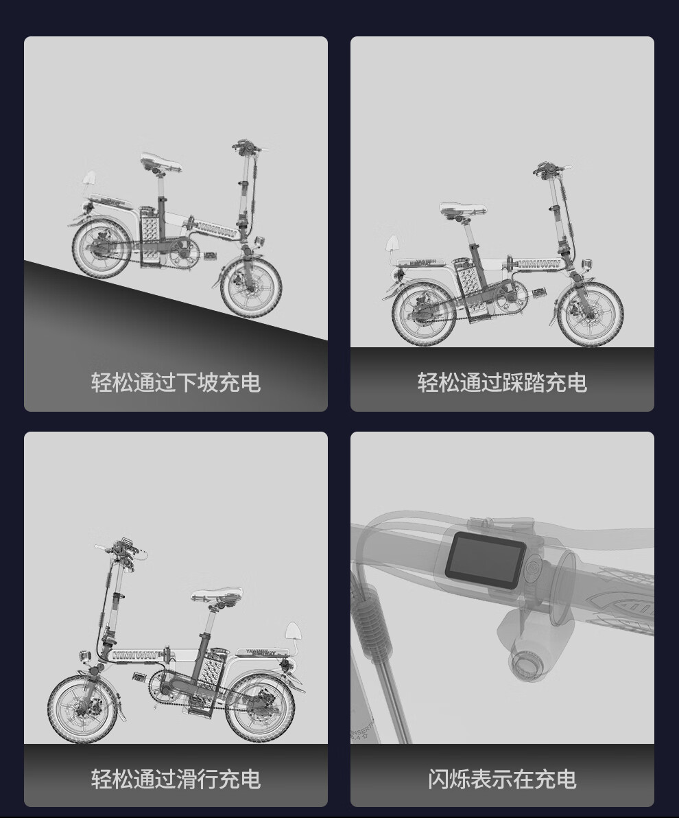 HIMIWAY嗨米 电动自行车代驾折叠电动车迷你锂电池电瓶车新国标成人小型滑板车男女单车 精英版黑色 汽车动力电芯 助力约60KM 保修3年
