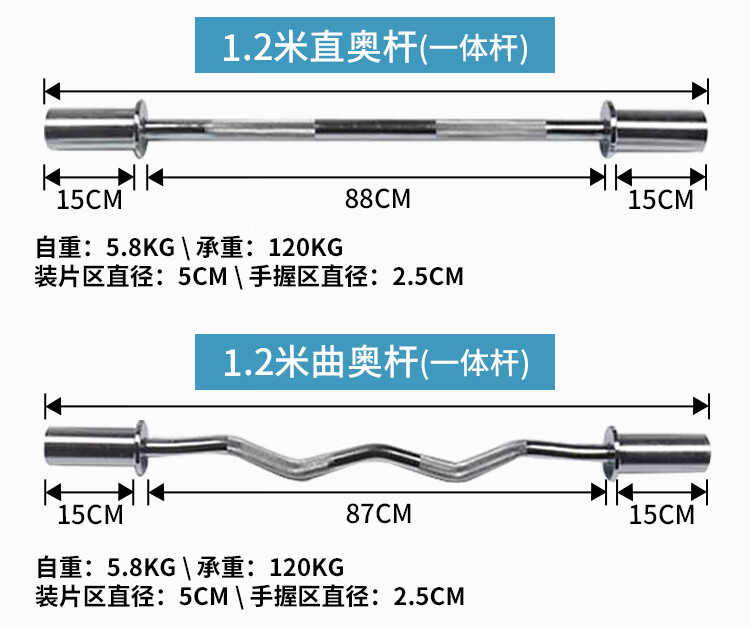 杠铃杆直杆22米奥杆12m曲杆杠铃哑铃片家用健身器材卧推深蹲杆22米直