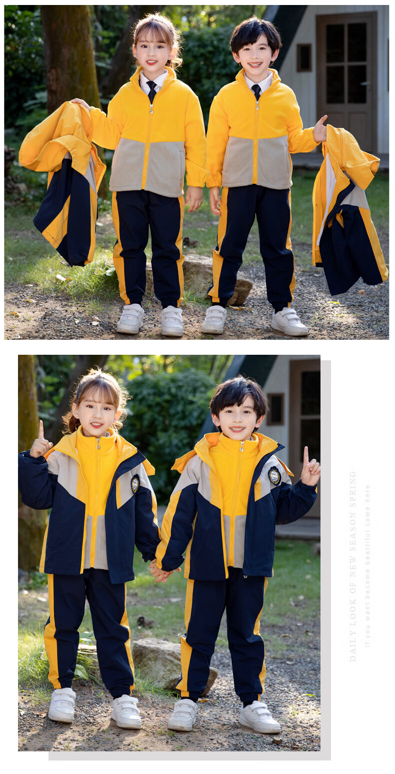 冬季款幼儿园园服套装绿色五件套套装长袖女衬衣针织衫领带女150cm150