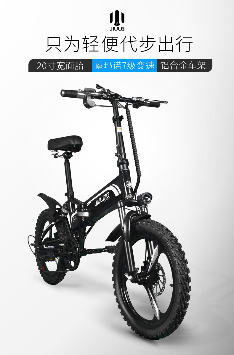 九翎电动自行车20寸代步折叠助力电动车男女成人通用铝合金变速电瓶车