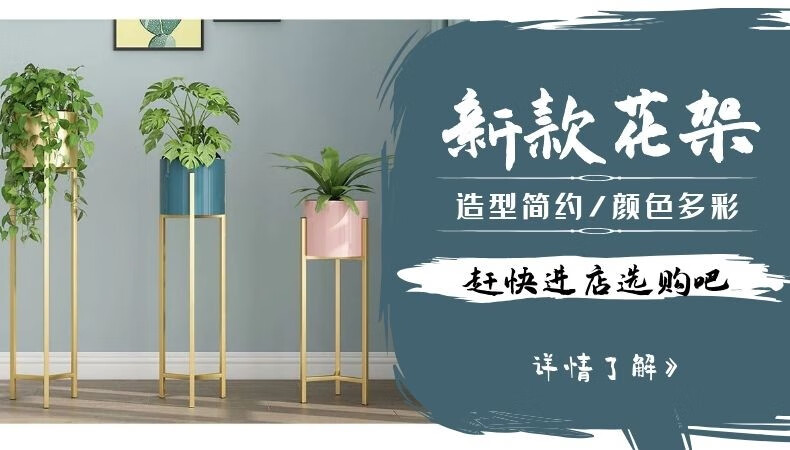 新房子 多肉花架阳台室内室外客厅铁艺欧式落地花架子多层绿萝花盆架 古铜 三层