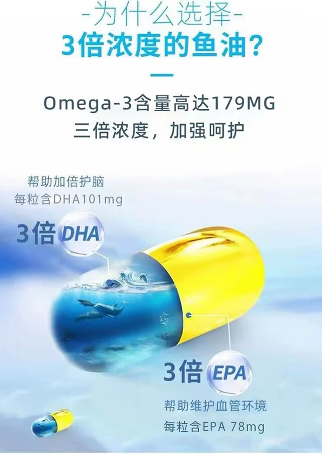 6，【買1送1】深海魚油軟膠囊新陞級好吸收歐米伽3成人原裝中老年DHA 買1送1【2瓶200粒】深海魚油