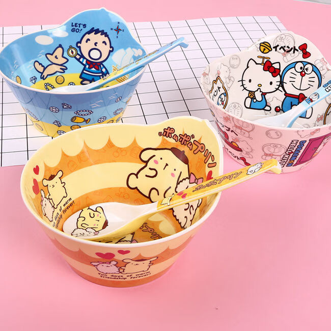 莱杉特价卡通儿童碗密胺仿陶瓷防摔家用汤碗塑料碗创意宝宝可爱吃饭碗