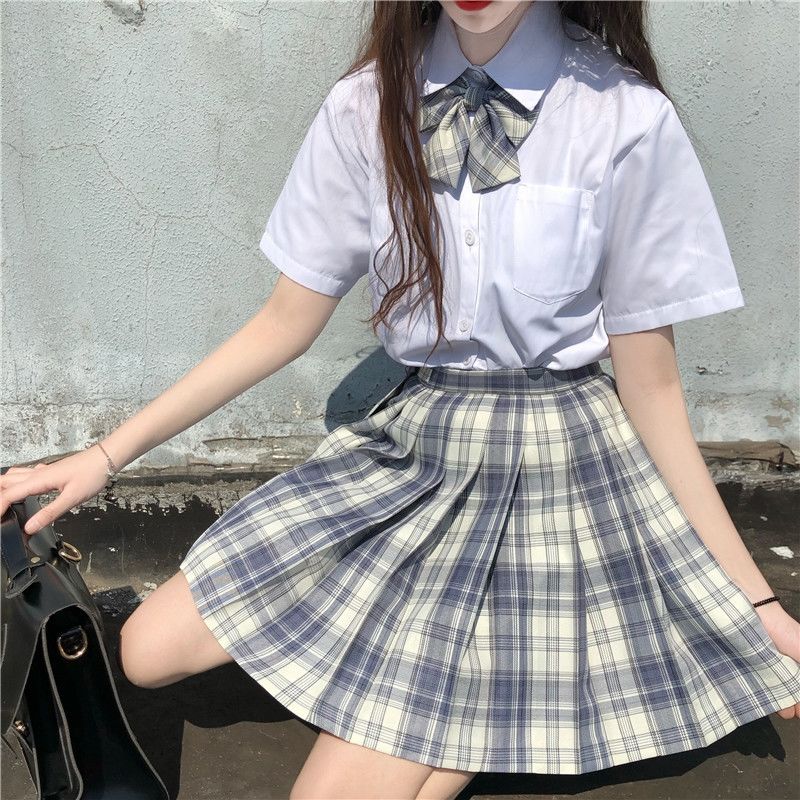 jk制服女温柔一刀柠檬海盐日系jk制服百褶格裙学院半身裙女需要飞机盒