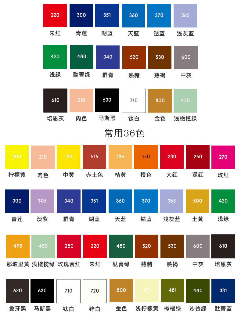 墙绘套装12色24色36色套装学生初学者金色钛白色丙烯颜料300ml 群青