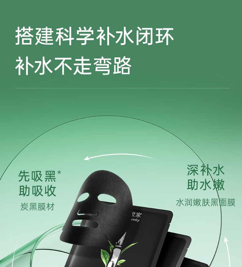 膜法世家面膜水嫩亮肤三合一黑面膜熬夜补水保湿男女抗氧化送女友 【体验装】 3片