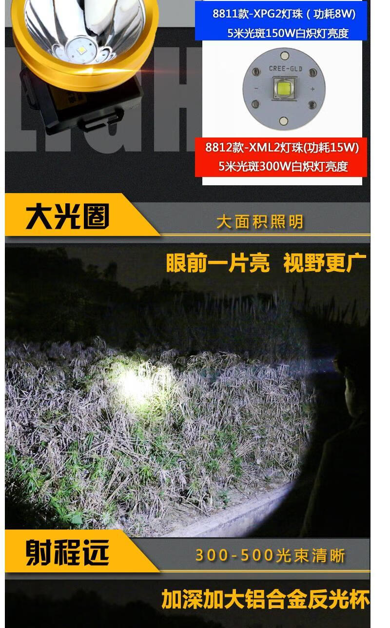 赛电强光头灯充电超亮3000米头戴式手电筒led防水矿猎灯夜钓鱼 8812