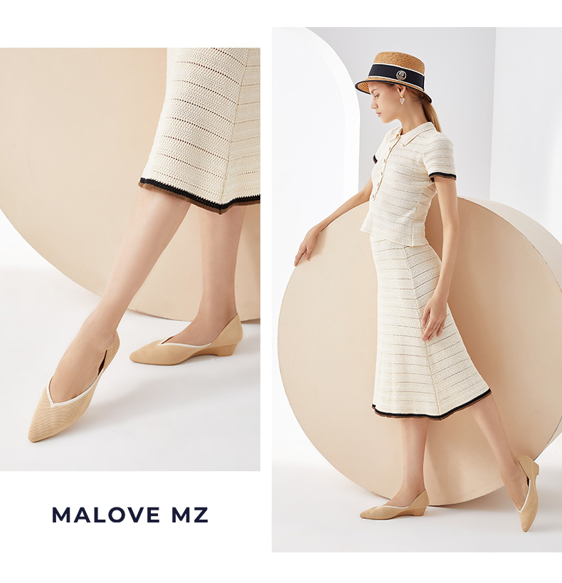 MALOVE MZ单鞋中跟2023年新款简约职业通勤女鞋3.7cm坡跟不累脚尖头工作鞋 黑色 36