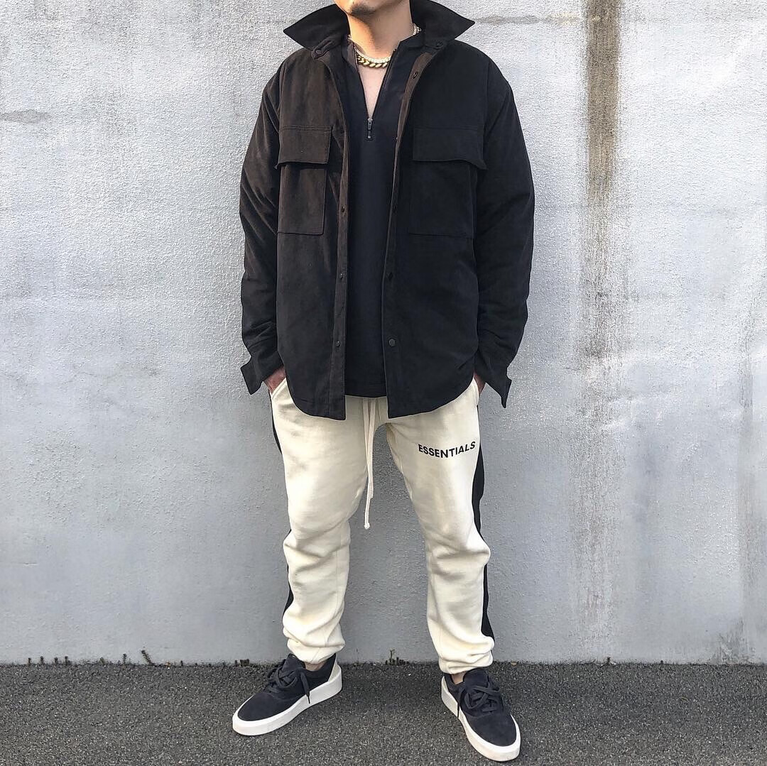 boy bees正品潮牌fear of god 6th fog第六季高街黑色工装麂皮加厚