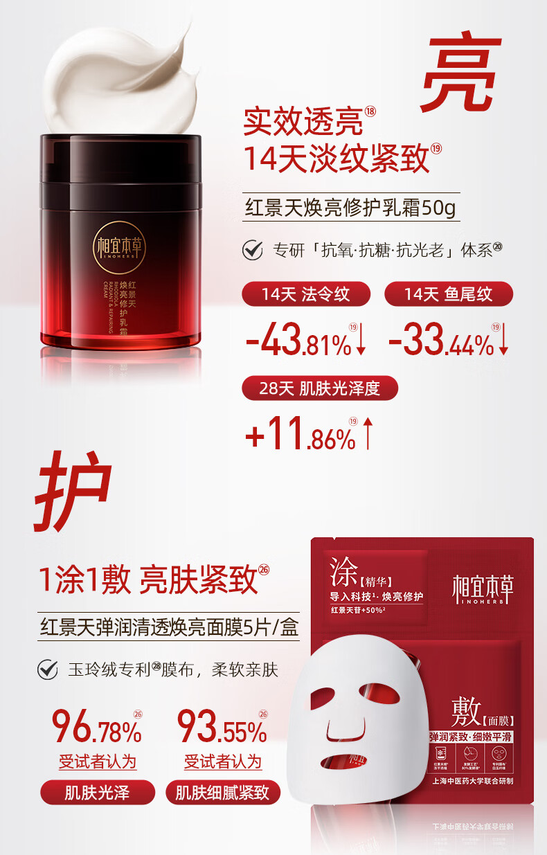 相宜本草红景天焕亮弹润套装保湿提拉紧致保湿补水护肤套装 龙年礼盒（酵萃水+精华乳+面霜）