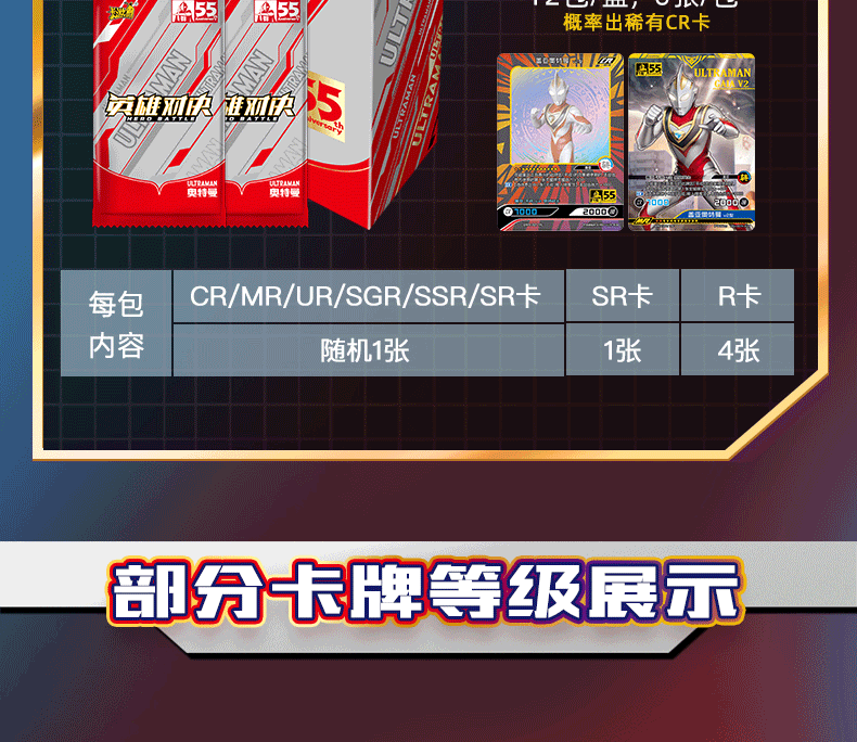 卡游奥特曼卡片55周年纪念卡包cr卡牌卡盒限量奥特曼55周年荣耀勋章