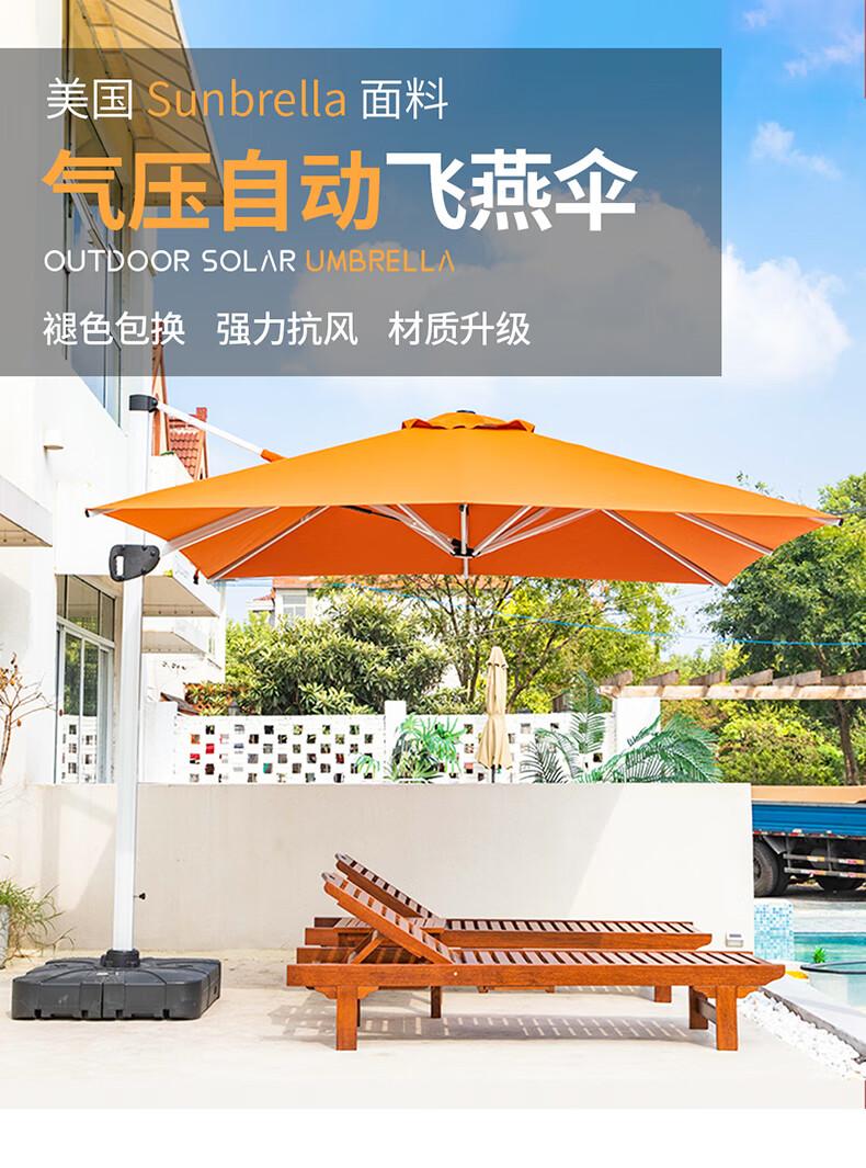 尚伦 Sun Roy户外遮阳伞别墅花园庭院伞酒店休闲外摆大伞太阳伞 Sunbrella [经典版配国产面料]方形2.1米【伞布保三年不褪色