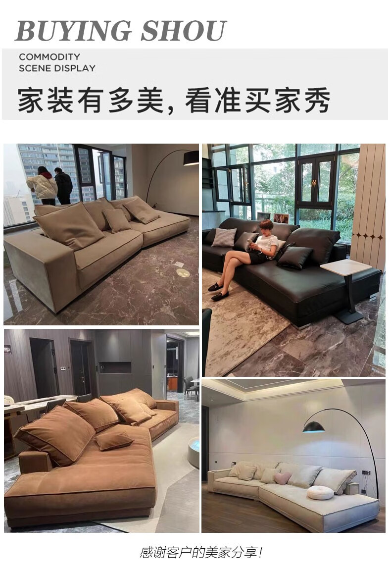 皇家公馆 沙发意式极简沙发磨砂布baxter轻奢高端别墅大平层现代简约客厅家具 1.2米双扶手直排单人位 免洗科技布【45D海绵坐包+丝绒靠包】普通版