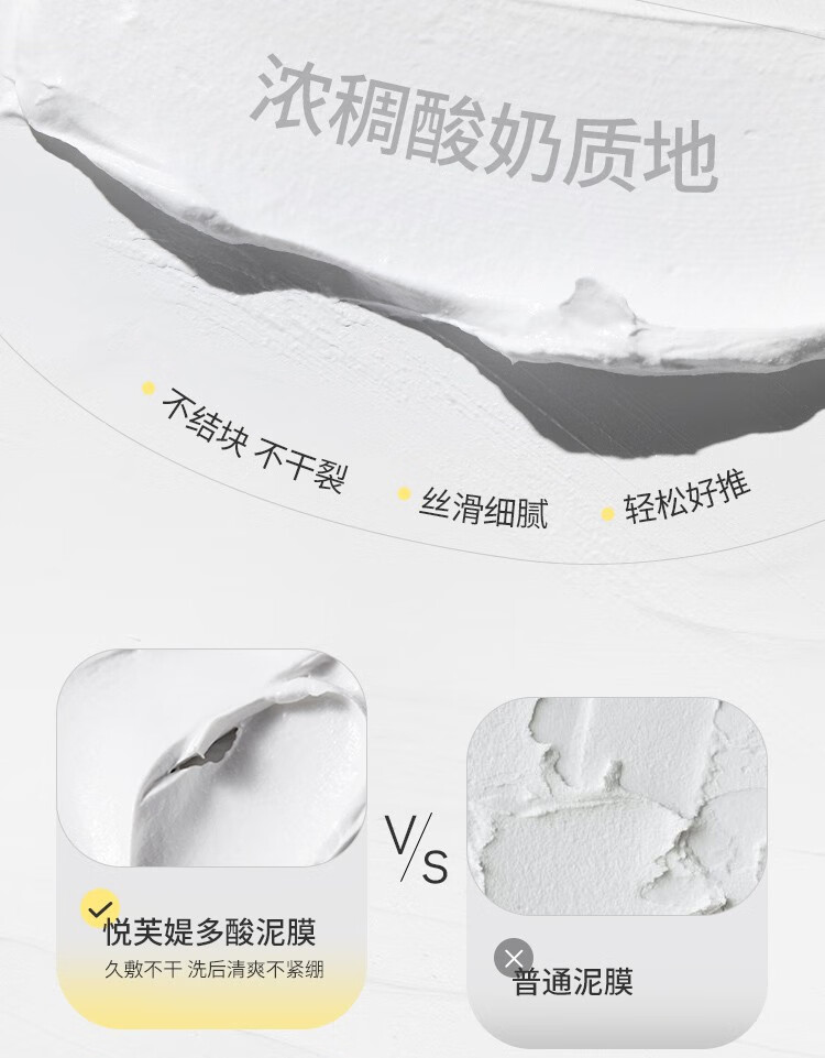 悦芙媞（Hapsode）多酸泥膜油皮深度清洁去黑头白头学生果酸清洁泥膜涂抹式面膜男女 100g