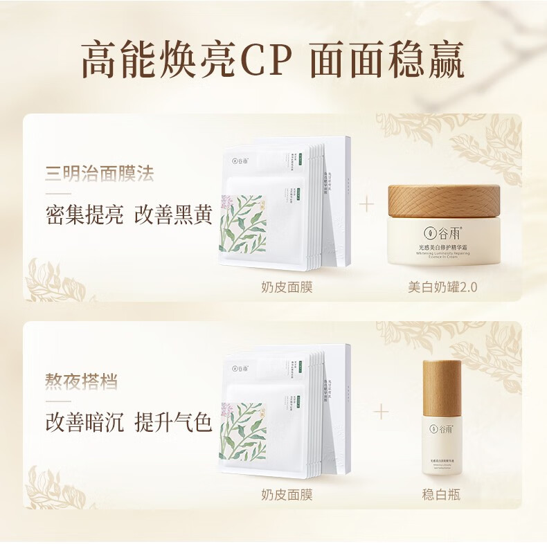 谷雨（GUYU）奶皮面膜减黄提亮熬夜修护补水保湿深层滋养女友礼物 奶皮面膜 6片/盒【新包装】