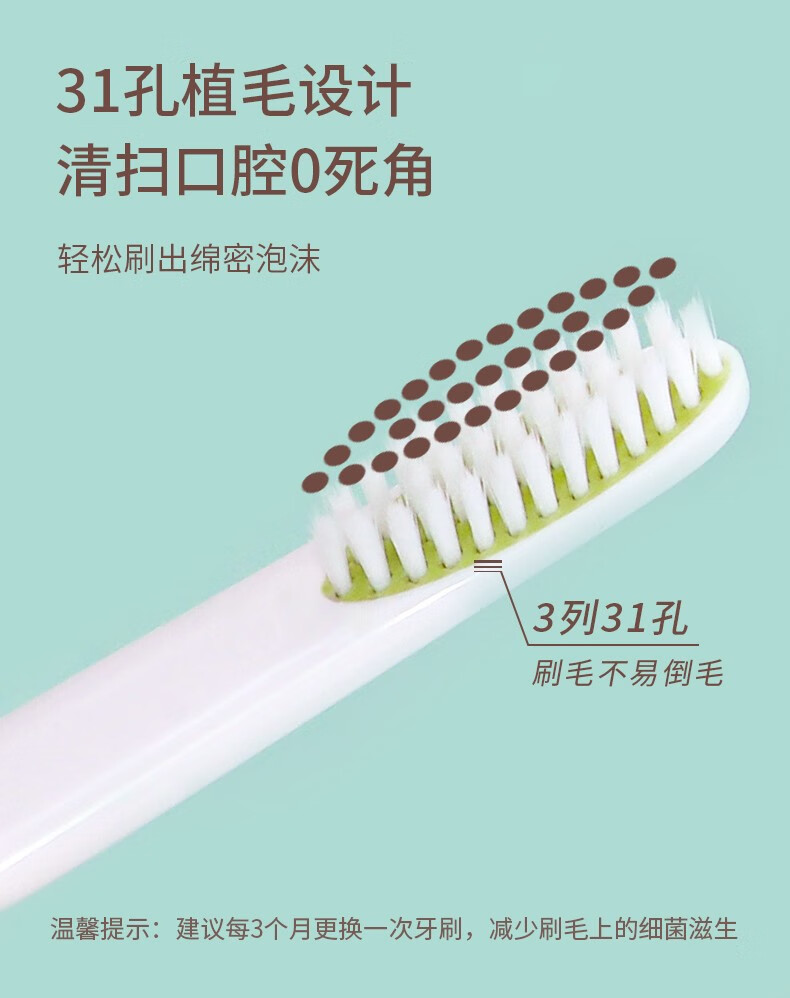 皎洁 日本男士软毛大头牙刷细刷毛女成人个性家用套装 头深层修护牙刷3支装