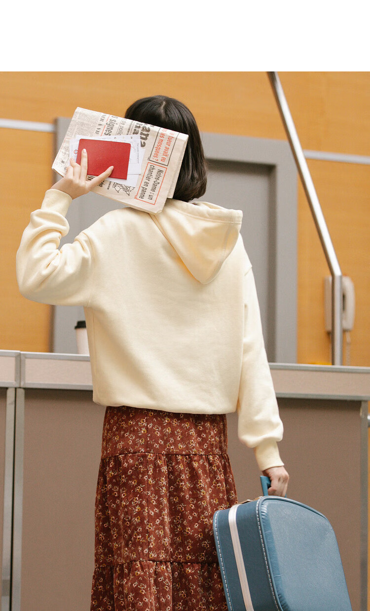 茵曼茵曼梨涡复古文艺冬装休闲百搭加厚连帽卫衣女外套抓绒花朵绣花