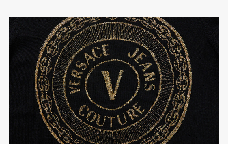 versace jeans 范思哲 2021新品 男士logo徽标图案印花圆领针织毛衣