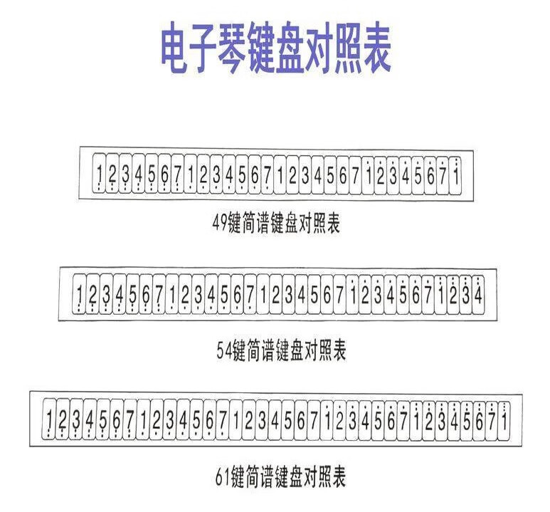 贴纸61手卷电子琴88键简谱按键音标数字透明键位贴61键关注店铺琴布