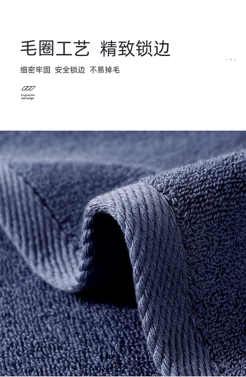 贝兰莎（BEILANSHA） 毛巾洗脸纯棉吸水柔软成人男女洁面巾全棉加厚洗澡家用情侣运动帕星座组合装 双子座（5.21-6.20）墨蓝+纯白